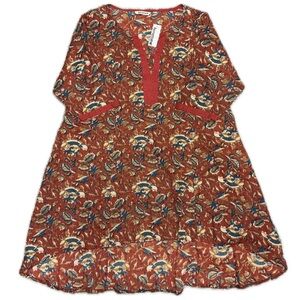 DISCOUNTED SHIPPING - NEW High Low Cotton Block Printed Embroidered Tunic